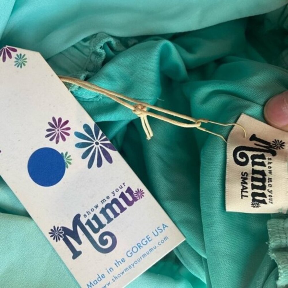 NWT Show Me Your Mumu Luna Halter Maxi Dress Teal Blue Size Small New Tags Boho - Picture 11 of 11